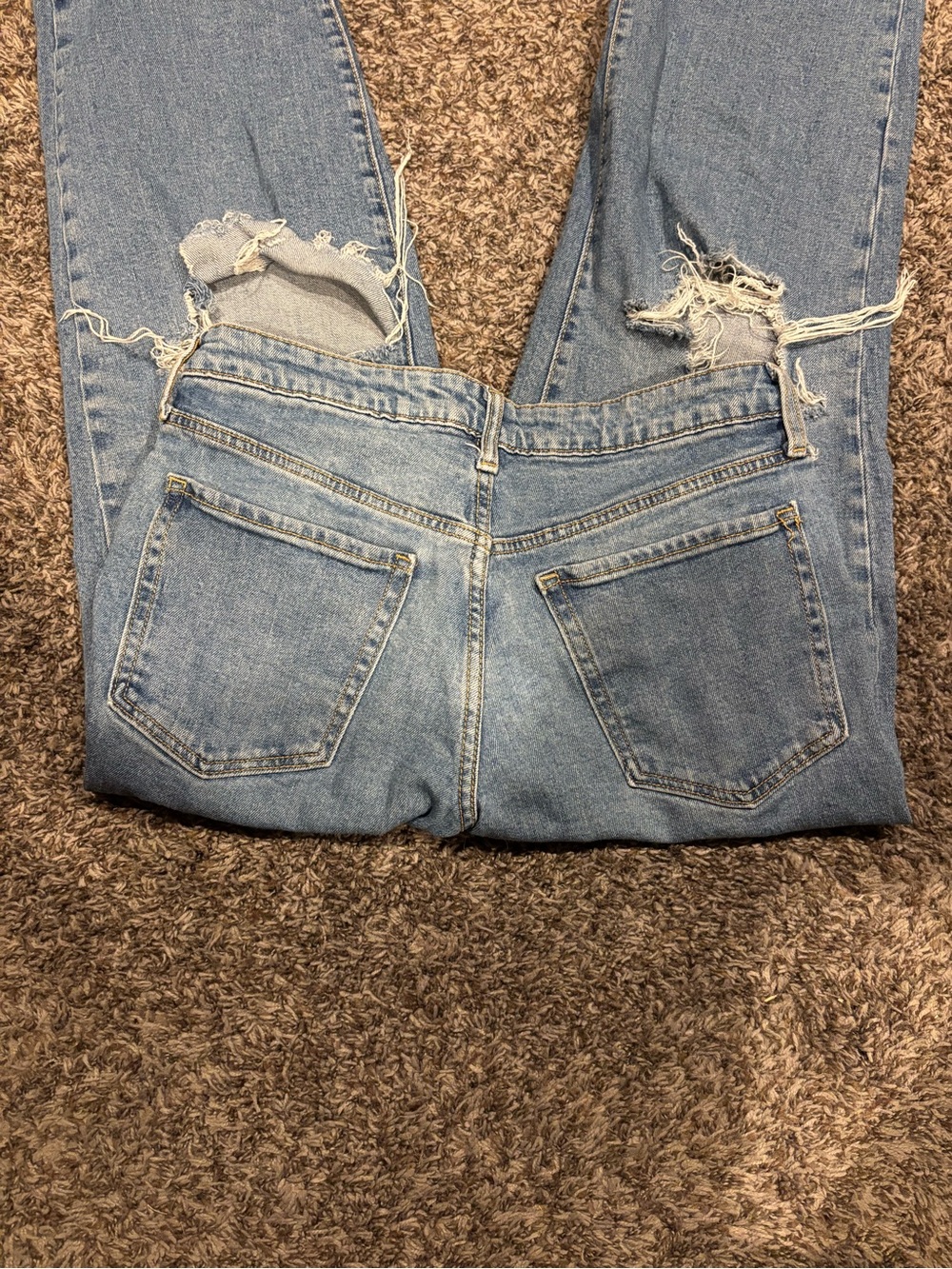 Old Navy Light Blue Straight Leg Loose Ripped Jeans